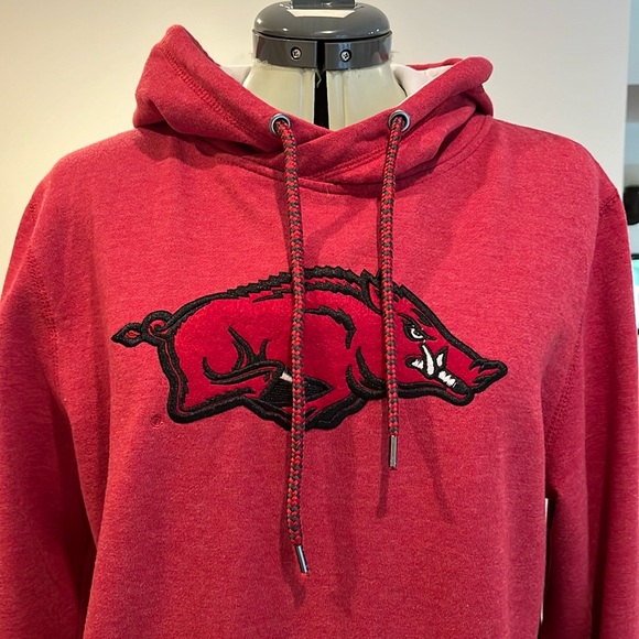 Colosseum Arkansas Razorbacks Red Hoodie Sweatshirt Size Lg fits more like med. - Picture 2 of 14